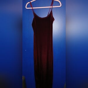 M.STUDIO Deep Wine Velvet Maxi Slip Dress